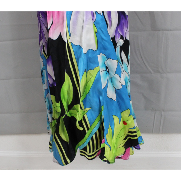 Cache Dress 6 Cruise Tulip Maxi Multi Floral Silk Maxi Gown Artsy Boho Chic Y2K - Picture 12 of 15